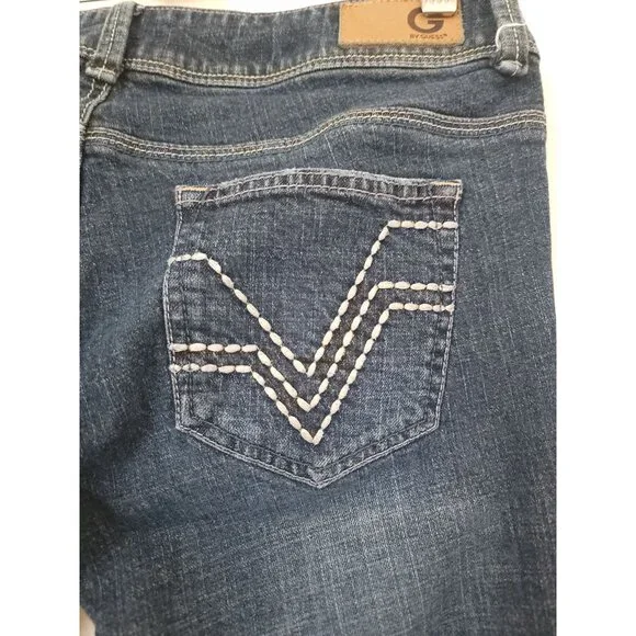G By Guess Naomi Low Bootcut Blue Jeans Embroidered Pockets Women's Sz 29 - Picture 6 of 8